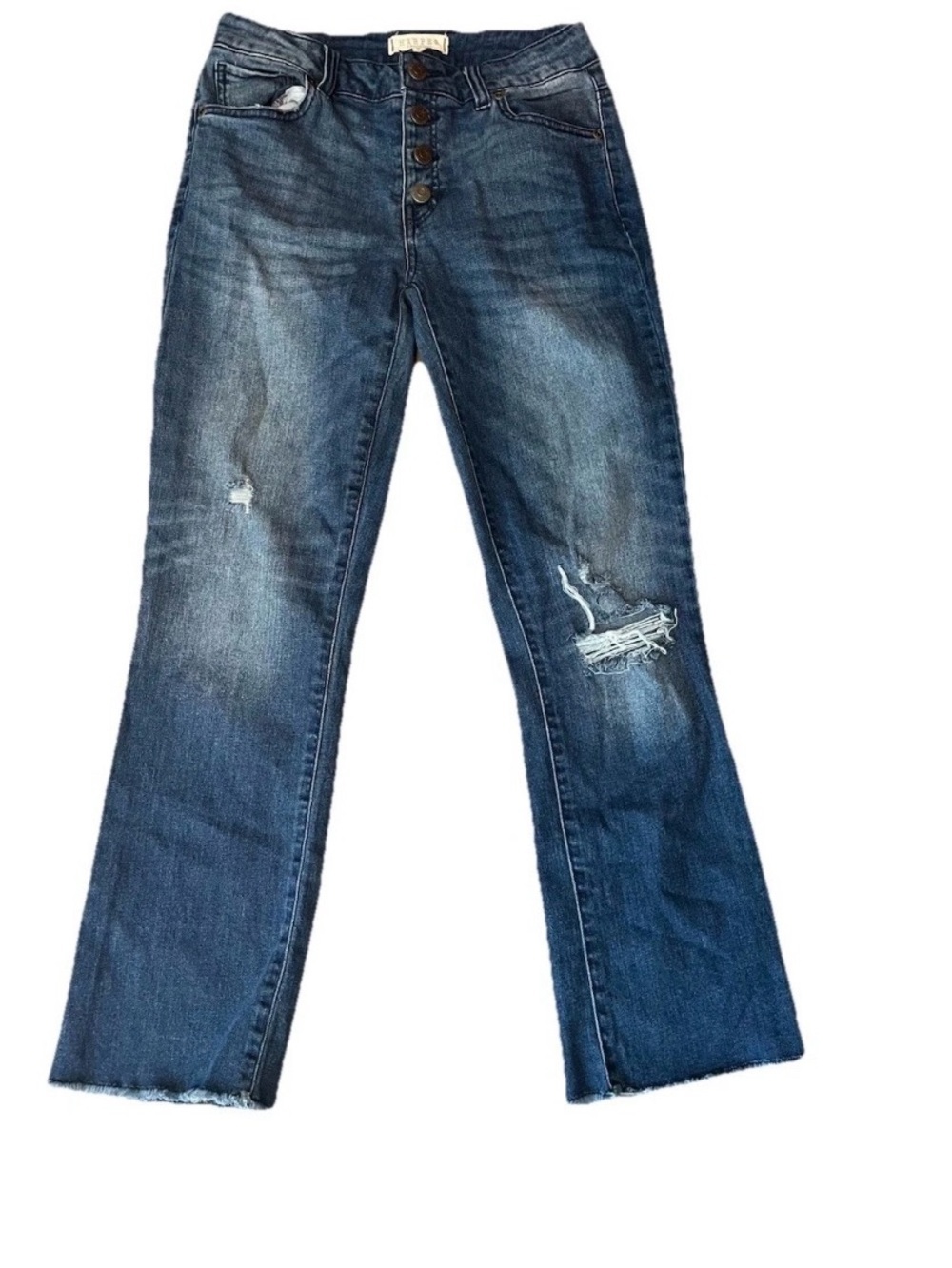 Harper Heritage Wom Size 27 High Rise Flare Cropped Denim Blue Jeans  Distressed